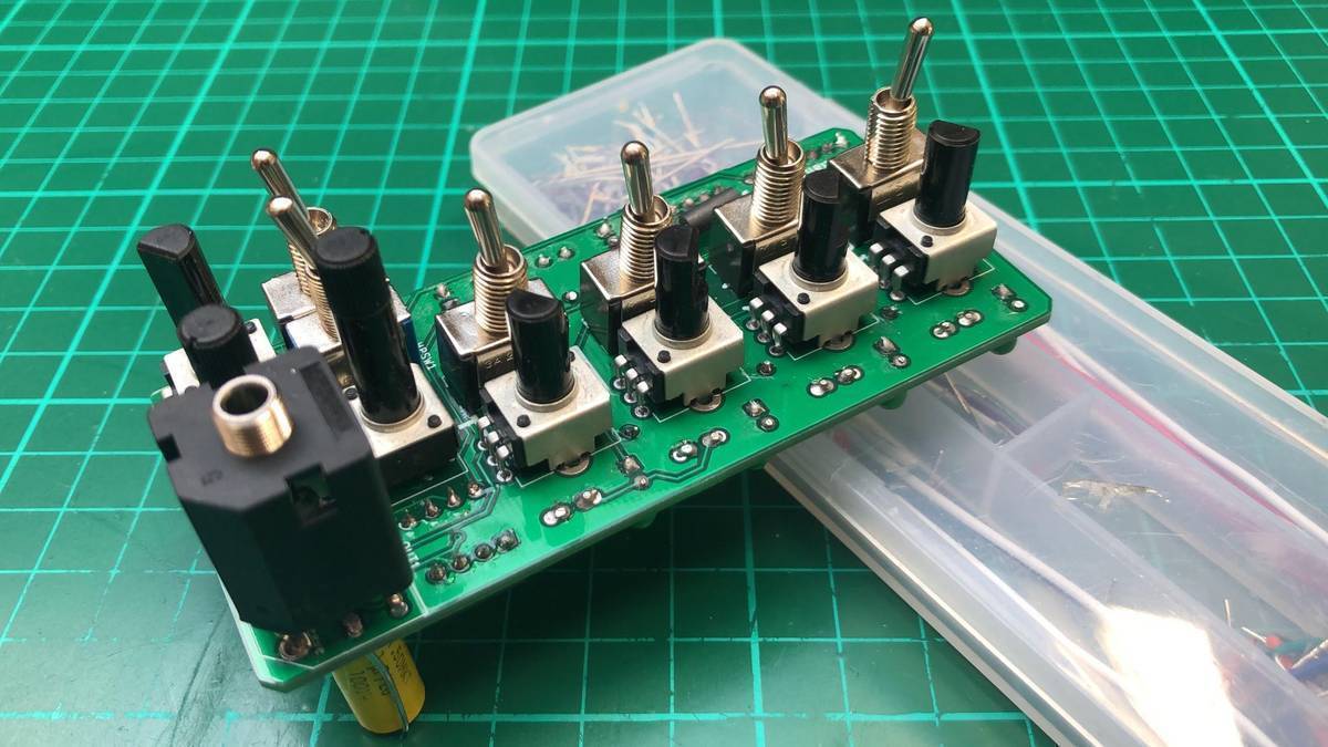 LFO PCB with soldered-on components.