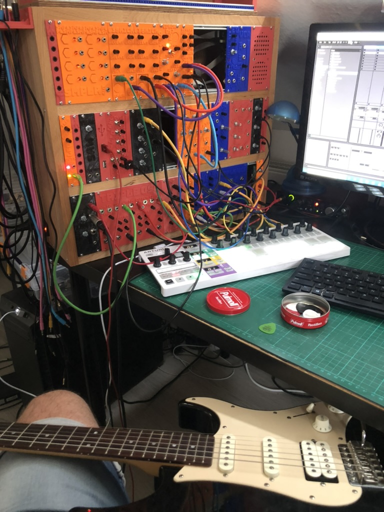 Self-build analog modular synthesizer. It is never finished.